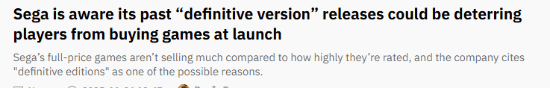 "等等黨"影響銷量 世嘉稱出決定版讓玩家不愿首發(fā)購(gòu)入