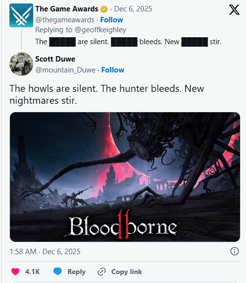 TGA神秘驚喜？外媒稱《血源2》大概率無望